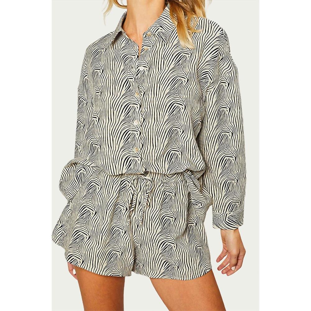 NEW PRETTY GARBAGE oversized zebra-print textured shirt in beige/black